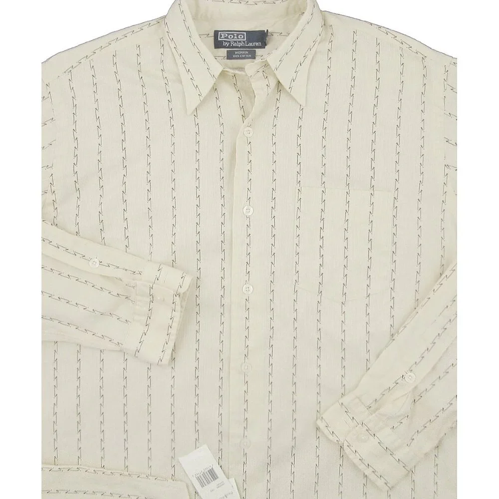 NEW Vintage $185 Polo Ralph Lauren Shirt!  Large  Beige  African Safari Pattern